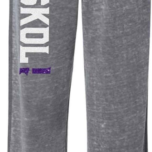 Adult Size XL Vikings Skol Sweatpants - Soft Lightweight Dark Grey Lounge Wear - Picture 1 of 7